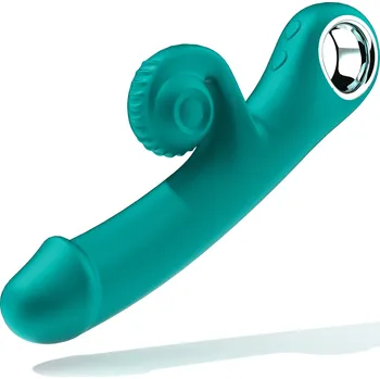 Vibrátor SuperLove Double Lust Snail Realistic Vibrator Green