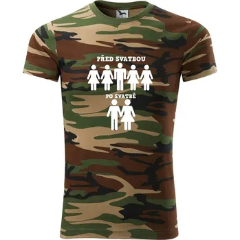 Pánské tričko Před a po svatba - Army CAMOUFLAGE - XS ( Hnědý maskáč )