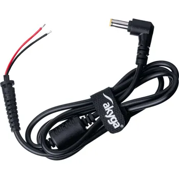Počítačové příslušenství AKYGA Kabel 2x0,5mm2 vodiče,DC 5,5/3,0 zástrčka úhlový černá 1,2m