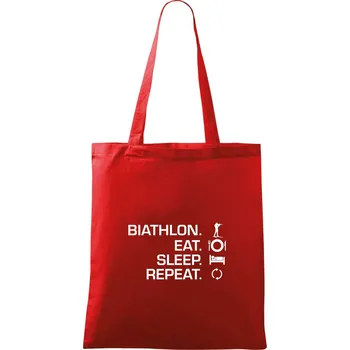 Biathlon Eat Sleep Repeat - Taška bavlněná - 42 x 38 cm ( Červená )