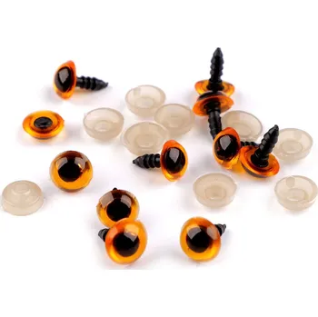 Oči s pojistkou Ø10 mm, barva 6 oranžový jantar
