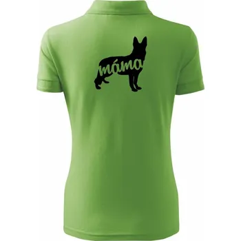 Německý ovčák máma obrys - Polokošile dámská Pique Polo - XL ( Trávově zelená )