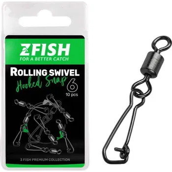 Zfish obratlík s karabinkou Rolling Swivel & Hooked Snap 10ks 8