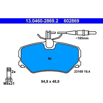 Brzdová destička Sada brzdových destiček, kotoučová brzda ATE 13.0460-2869.2