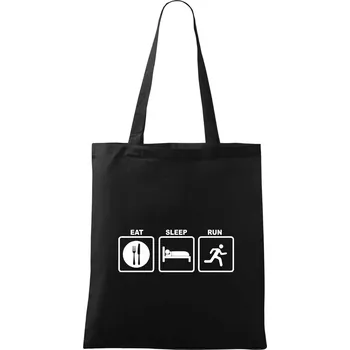 Eat sleep run čtverce - Taška bavlněná - 42 x 38 cm ( Černá )