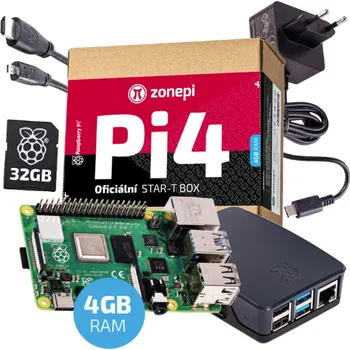 Stolní počítač Raspberry Pi 4B + krabička + 32GB microSD + příslušenství - Velikost RAM : 4 GB
