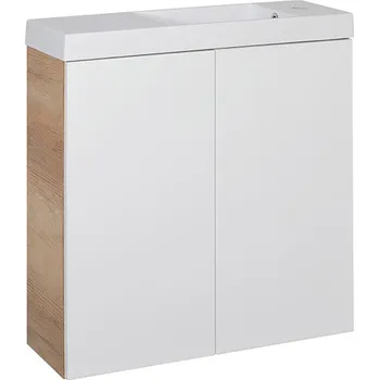 Koupelnový nábytek A - Interiéry Skříňka s umyvadlem Socrate 60 Slim bílá fólie, lesk/dub country, 61x65x22