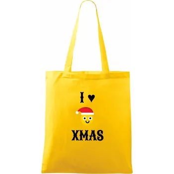 i love xmas smajlik - Taška bavlněná - 42 x 38 cm ( Žlutá )