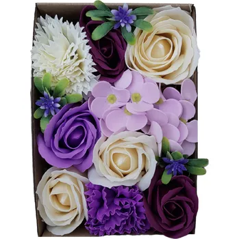 Mýdlo made by ANTEROS Dekorace Mýdlové květy Lavender Beige mix v dárkovém boxu