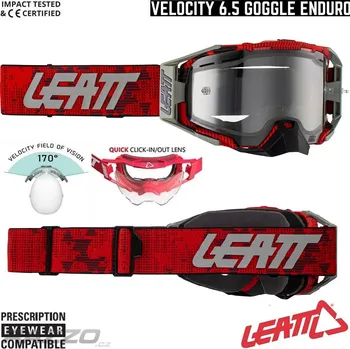 Motocyklové brýle MX brýle LEATT Velocity 6.5 Enduro JW22 Red 2025