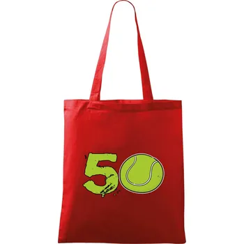 Tenis kulaté narozeniny 50 - Taška bavlněná - 42 x 38 cm ( Červená )