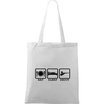 Nákupní taška Eat sleep shot - Taška bavlněná - 42 x 38 cm ( Bílá )