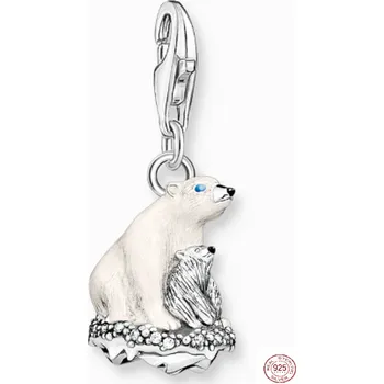 Přívěsek Charm Sterlingové stříbro 925 Lední medvědi - síla a odolnost, humří spona přívěsek na náramek zvíře