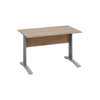 Psací stůl EPK 17 - 12 stůl kancelářský, kovová podnož stříbrná, deska 18 mm, široký 1200 mm, dub bardolino