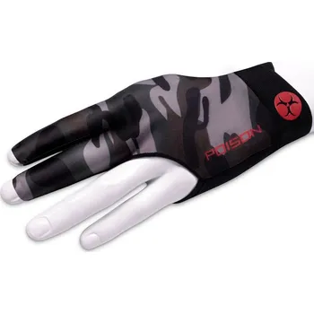 Kulečníková rukavice Poison Camo 3-prsty S/M, kulečníková rukavička černá-šedá na levou ruku