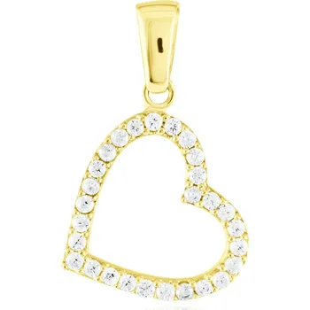 Přívěsek GEMMAX Original – garance kvality Zlatý přívěsek srdíčko se zirkony – zlatý šperk ryzosti 585/1000 v Dárkovém balení s Certifikátem GLPYB-01283