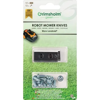 Sada 12 ks oboustranné nerezové nože 35 mm pro robotické sekačky Worx 2 díry se šroubky