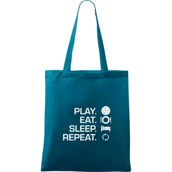 Play Eat Sleep Repeat volejbal - Taška bavlněná - 42 x 38 cm ( Petrolejová )