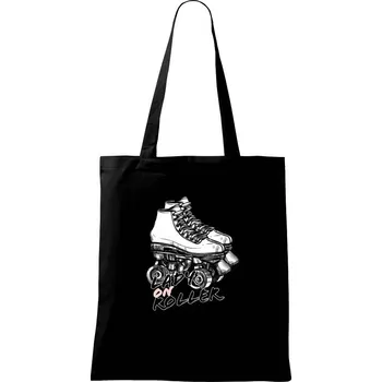 Nákupní taška Lady on roller - Taška bavlněná - 42 x 38 cm ( Černá )
