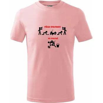Chlapecké tričko Před a po - svatba párty - Tričko dětské bavlněné - 122 cm/6 let ( Růžová )