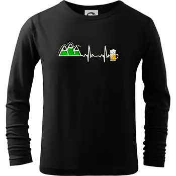 Chlapecké tričko EKG z hor na pivo - Triko dětské Long Sleeve - 122 cm/6 let ( Černá )