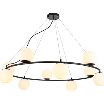 Světla a lustry REDO GROUP Černý lustr na lanku Redo 01-3162 BOWLING / 10 x E14