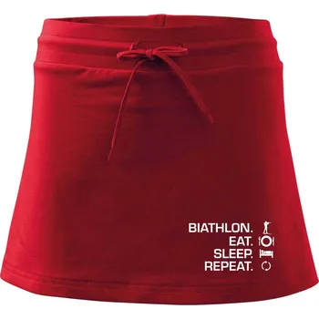 Dámská sukně Biathlon Eat Sleep Repeat - Sportovní sukně - two in one - S ( Červená )