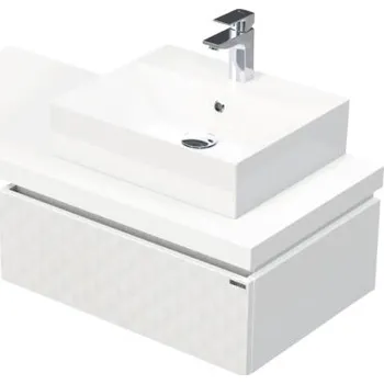 Koupelnový nábytek Koupelnová skříňka s umyvadlem Intedoor DESK 3D bílá matná 110,5 x 44,4 x 50,2 cm DE 54 3D 110 P STORM 1Z B073