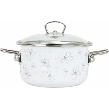 Hrnec BELIS Smaltovaný hrnec se skleněnou poklicí ø 24 cm - 5.5 l - PREMIUM bílý