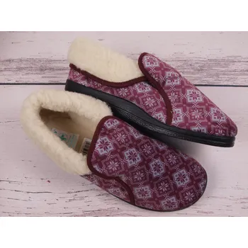 Dámská zdravotní obuv Teplé bačkory důchodky ADANEX Fussbett 28237 vínové zateplené ovčí vlnou velikost: 38