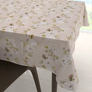 ubrus Dekorační čtvercový ubrus PML-059 Bílé růže s perokresbou na béžovém 40x40 cm