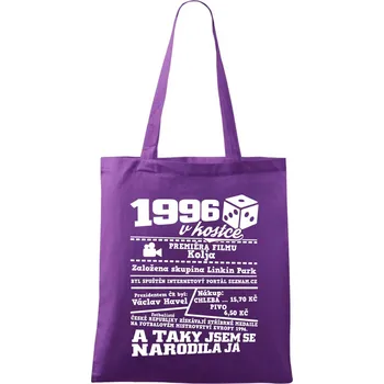Nákupní taška 1996 v kostce - Taška bavlněná - 42 x 38 cm ( Fialová )