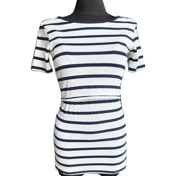 BAMBUSOVÉ KOJÍCÍ TRIČKO pruhy - krátký rukáv Velikost: XL