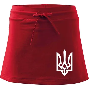 Dámská sukně Ukrajina trojzubec velký - Sportovní sukně - two in one - XS ( Červená )