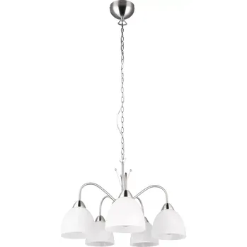 Trio Leuchten R31055007 DOBBY - Závěsný pětiramenný lustr v matném niklu, 5 x E27, Ø 55cm (Moderní stříbrný lustr s vyměnitelnými žárovkami)