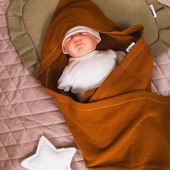 Dětská deka Tulimese Zavinovací mušelínová deka skořicová