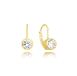 0091 MINET Decentní pozlacený stříbrné náušnice s bílými zirkony