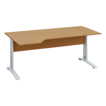 Psací stůl EZK 28 - 184 stůl kancelářský, rohový, levý, kovová podnož bílá, deska 25 mm, široký 1800 mm, buk Royal