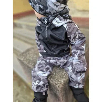 Chlapecké kalhoty Yháček Softshellové kalhoty Yháček, letní, Dinosauři na šedé Velikost: 98