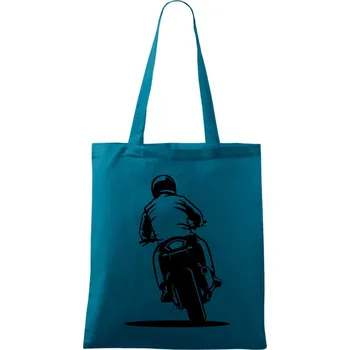 Motorkář na zádech - silnice - Taška bavlněná - 42 x 38 cm ( Petrolejová )