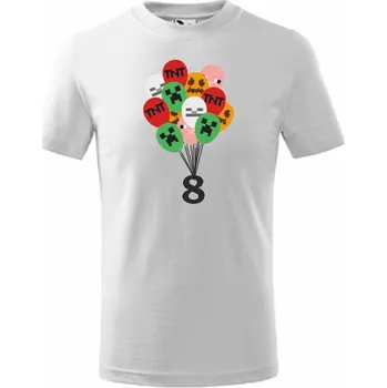 ON-DESIGN Narozeninové tričko MINECRAFT BALÓNKY Velikost: M, Barva: bílá