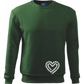 Cyklo srdce řetěz - Mikina Essential dětská - 158 cm/12 let ( Lahvově zelená )