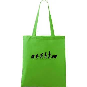 Evoluce pes Novofundlandský pes (muž-žena) - Taška bavlněná - 42 x 38 cm ( Apple Green )