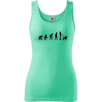 Dámské tričko Evoluce pes pudl (muž-žena) - Dámské tílko - L ( Mátová )