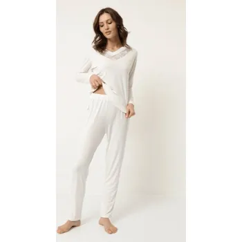 Dámská móda Soft Cotton Luisa Moretti Dámské bambusové pyžamo ALESSA XL Krémová - 8680404161440