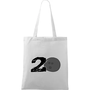 Bowling kulaté narozeniny 20 - Taška bavlněná - 42 x 38 cm ( Bílá )