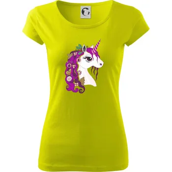 Vánoční jednorožec - Dámské triko Pure - XL ( Limetková )