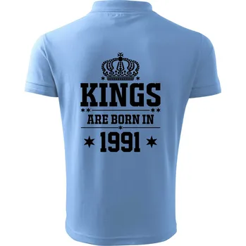 Pánská košile Kings are born in 1991 - Polokošile pánská Pique Polo 203 - 5XL ( Pyžamově světlá modrá )