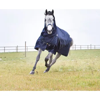 Deka pro koně Horze Nepromokavá výběhová deka s krkem pro koně Avalanche 150g Barva: Tmavě modrá, Velikost: 155