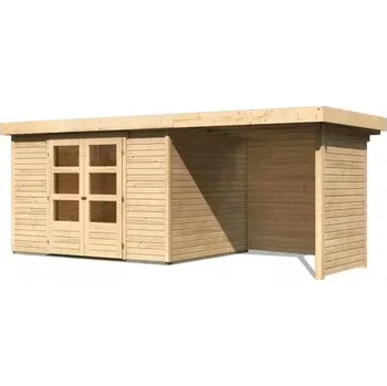 Zahradní stavba KARIBU HOLZTECHNIK dřevěný domek KARIBU ASKOLA 5 + přístavek 240 cm včetně zadní a boční stěny (77735) natur LG3277
